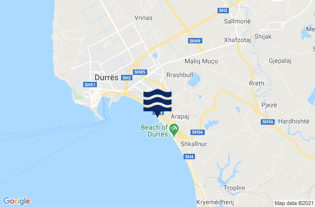 Rrashbull, Albaniaの潮見表地図