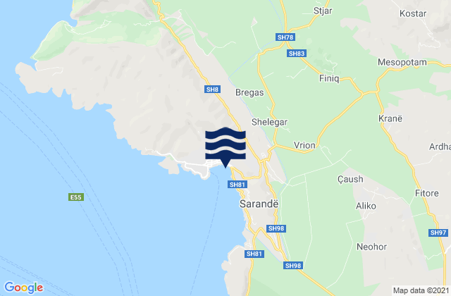 Rrethi i Delvinës, Albaniaの潮見表地図