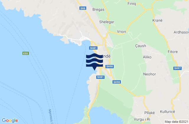 Rrethi i Sarandës, Albaniaの潮見表地図