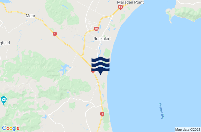Ruakaka, New Zealandの潮見表地図