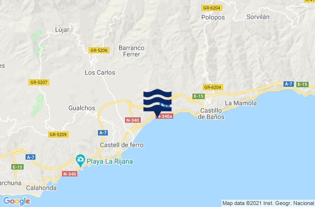 Rubite, Spainの潮見表地図