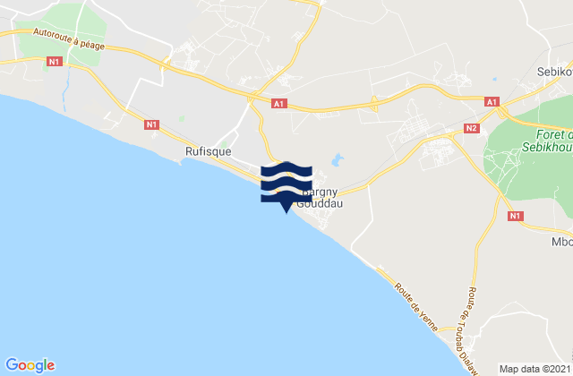 Rufisque Department, Senegalの潮見表地図