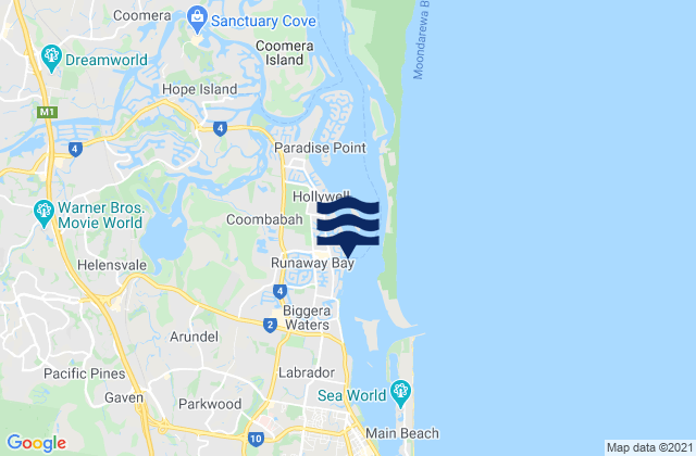 Runaway Bay, Australiaの潮見表地図