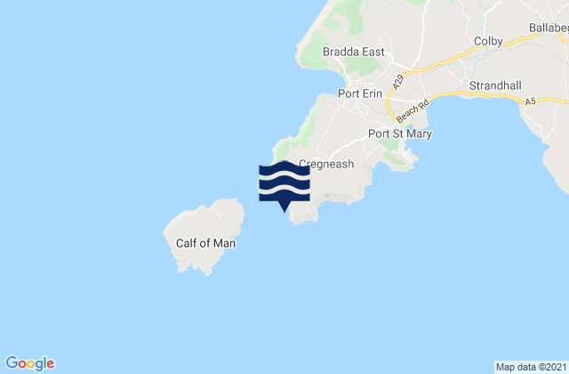 Rushen, Isle of Manの潮見表地図