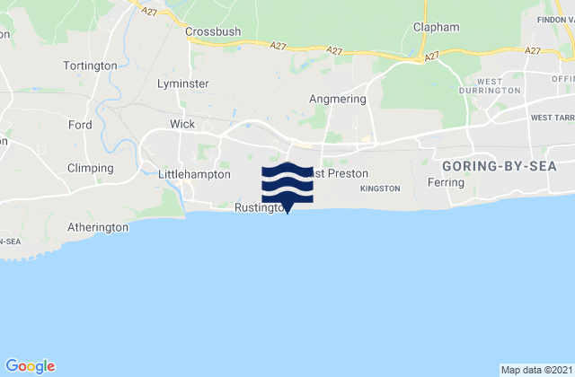 Rustington, United Kingdomの潮見表地図