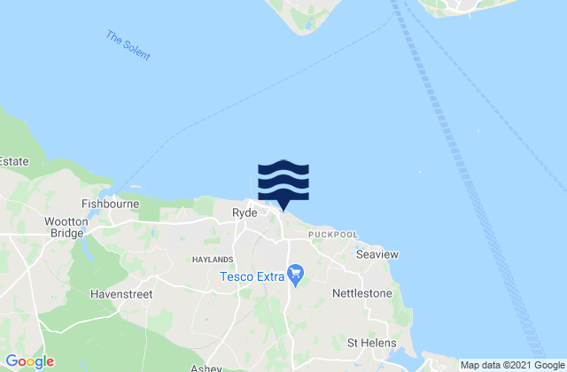 Ryde - East Beach, United Kingdomの潮見表地図