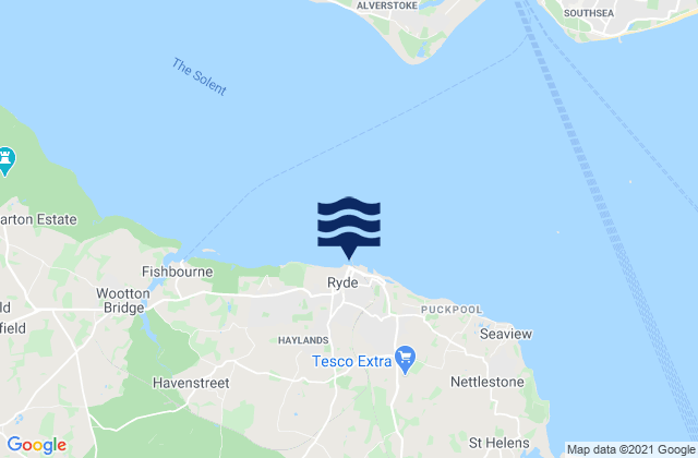 Ryde - West Beach, United Kingdomの潮見表地図