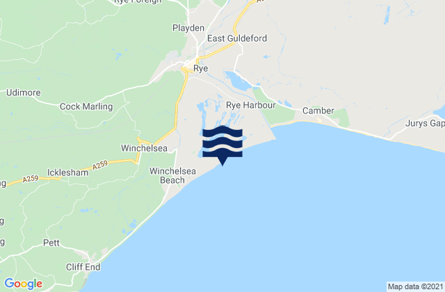 Rye, United Kingdomの潮見表地図