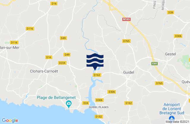 Rédené, Franceの潮見表地図