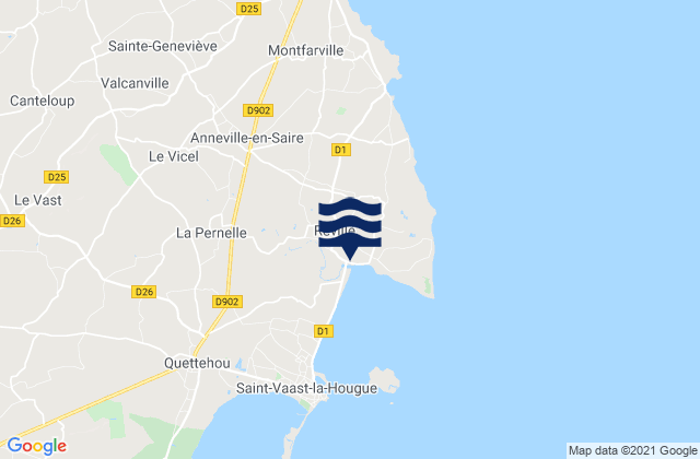 Réville, Franceの潮見表地図