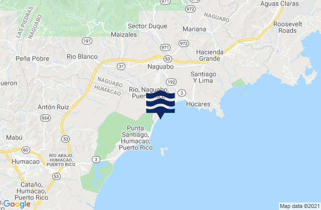 Río Blanco, Puerto Ricoの潮見表地図