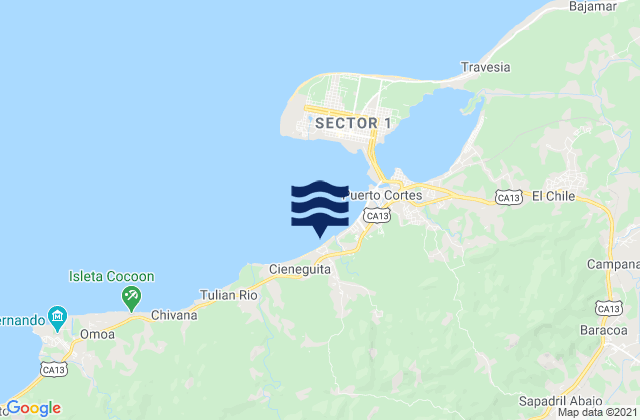 Río Blanquito, Hondurasの潮見表地図