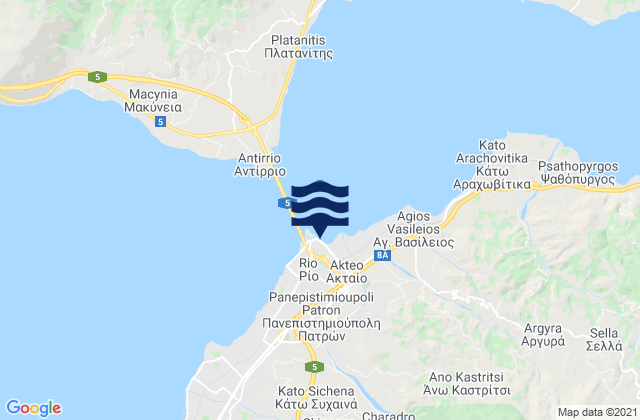 Río, Greeceの潮見表地図