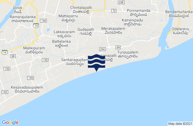 Rāzole, Indiaの潮見表地図