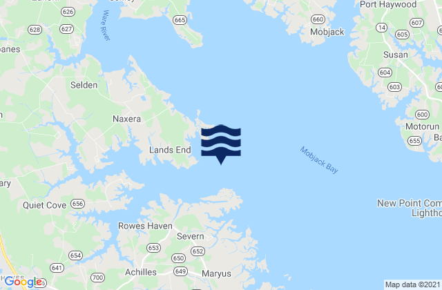 SW Branch, Severn River, Mobjack Bay, United Statesの潮見表地図