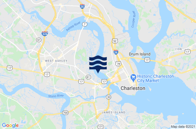 S.C.L. RR. bridge 0.1 mile below, United Statesの潮見表地図