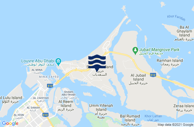 Saadiyat Island, United Arab Emiratesの潮見表地図