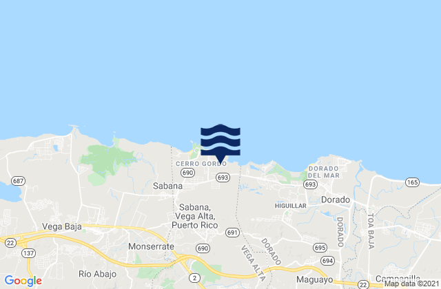 Sabana Barrio, Puerto Ricoの潮見表地図
