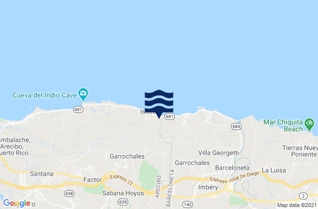 Sabana Hoyos Barrio, Puerto Ricoの潮見表地図