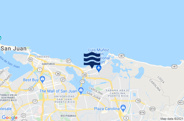 Sabana Llana Norte Barrio, Puerto Ricoの潮見表地図