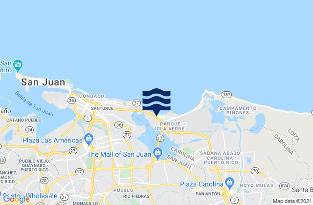 Sabana Llana Sur Barrio, Puerto Ricoの潮見表地図