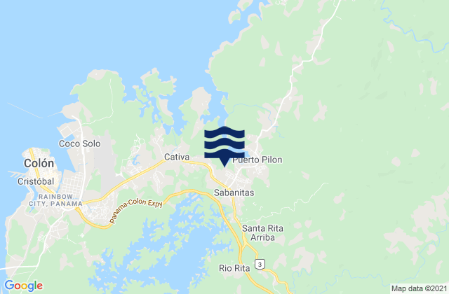 Sabanitas, Panamaの潮見表地図