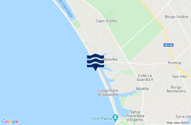 Sabaudia, Italyの潮見表地図