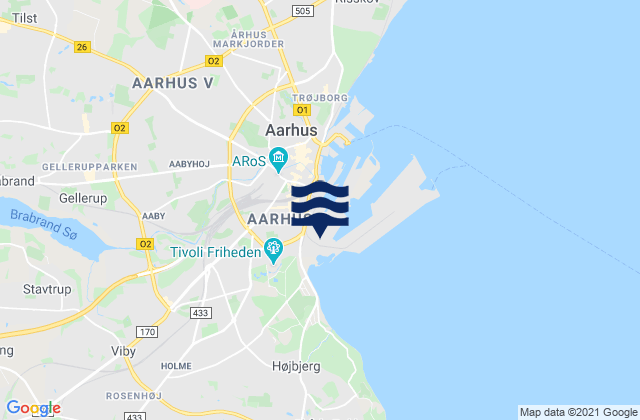 Sabro, Denmarkの潮見表地図