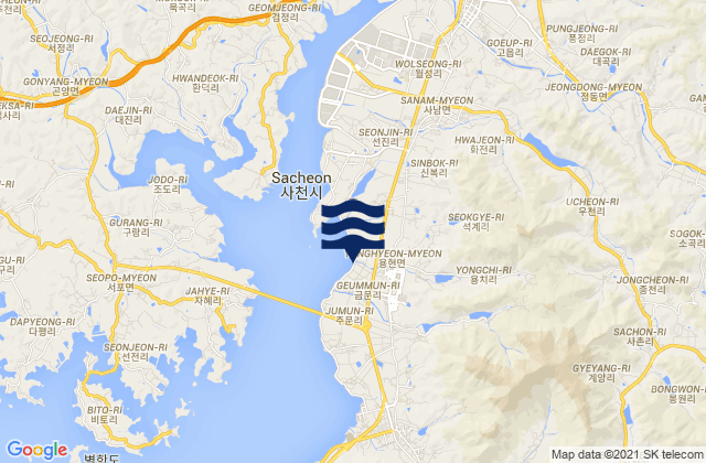 Sacheon-si, South Koreaの潮見表地図