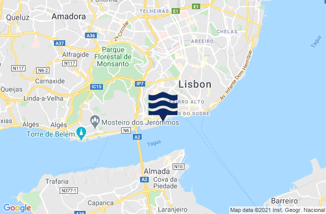 Sacor, Portugalの潮見表地図