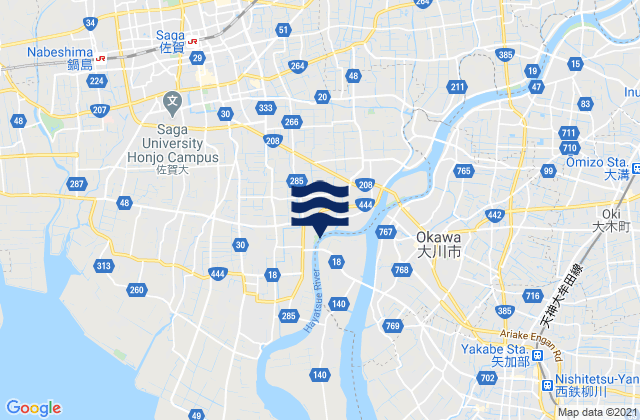 Saga-shi, Japanの潮見表地図