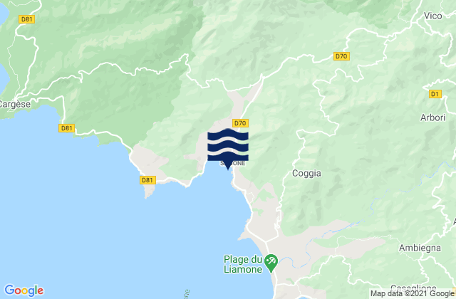Sagone, Franceの潮見表地図