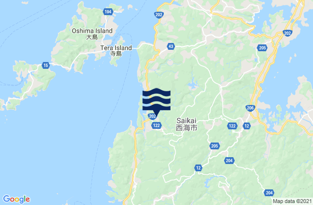 Saikai-shi, Japanの潮見表地図
