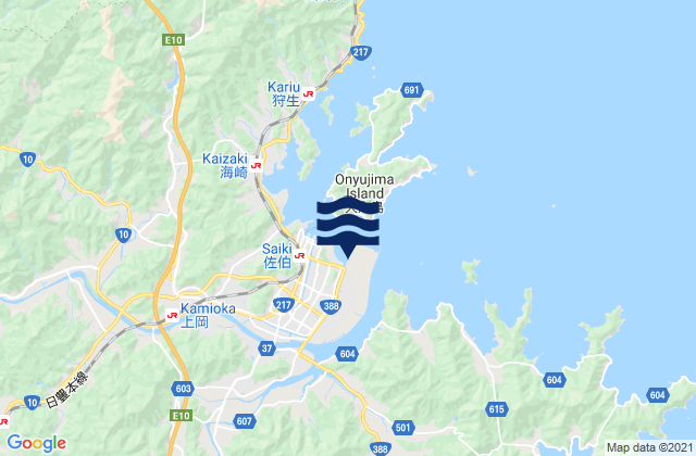 Saiki-Nagasima, Japanの潮見表地図