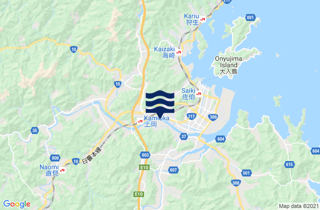 Saiki-shi, Japanの潮見表地図