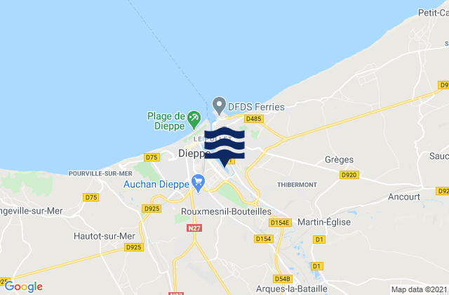 Saint-Aubin-sur-Scie, Franceの潮見表地図