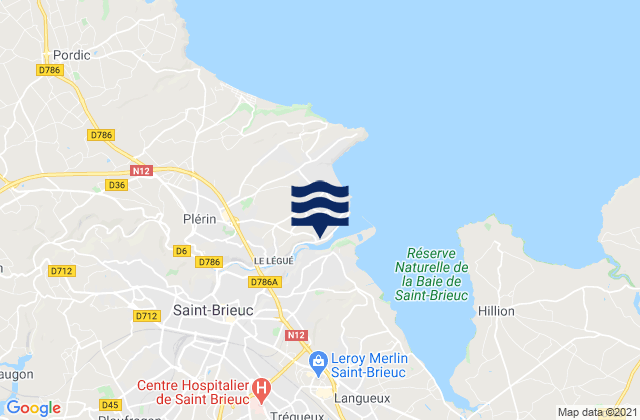 Saint-Brieuc, Franceの潮見表地図