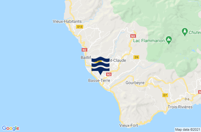 Saint-Claude, Guadeloupeの潮見表地図