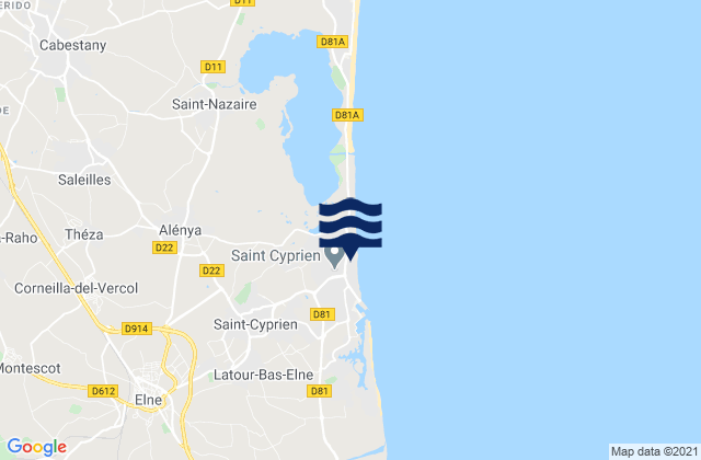 Saint-Cyprien-Plage, Franceの潮見表地図