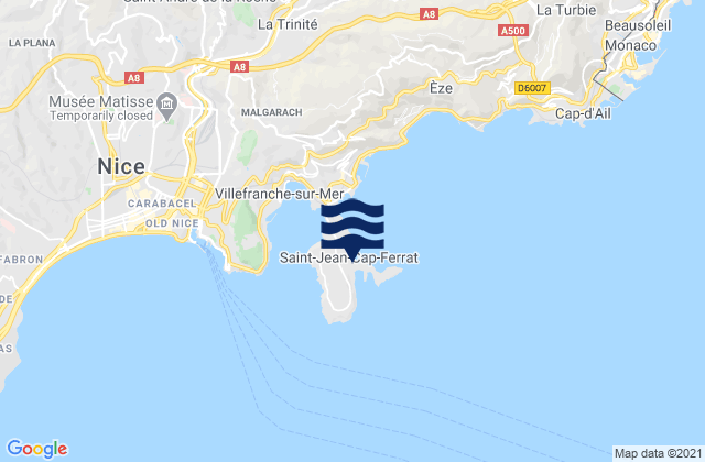 Saint-Jean-Cap-Ferrat, Franceの潮見表地図