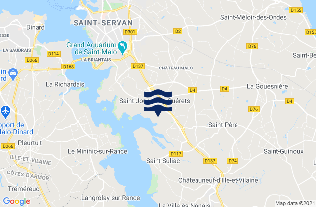 Saint-Jouan-des-Guérets, Franceの潮見表地図