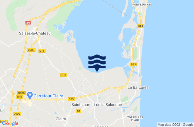 Saint-Laurent-de-la-Salanque, Franceの潮見表地図
