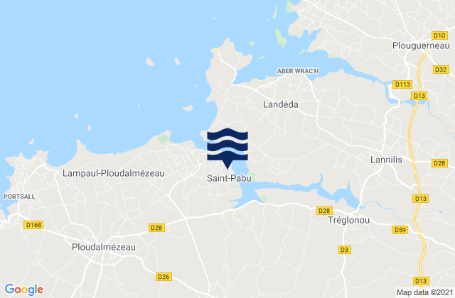 Saint-Pabu, Franceの潮見表地図
