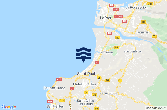 Saint-Paul, Reunionの潮見表地図