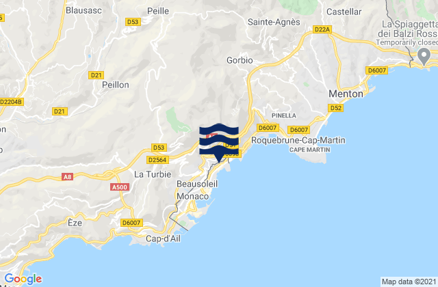 Saint-Roman, Monacoの潮見表地図