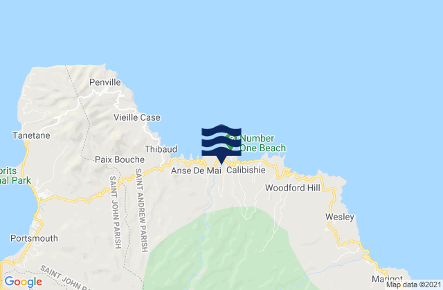 Saint Andrew, Dominicaの潮見表地図