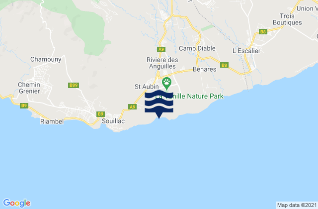 Saint Aubin, Mauritiusの潮見表地図