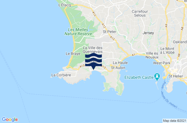 Saint Brelade, Jerseyの潮見表地図