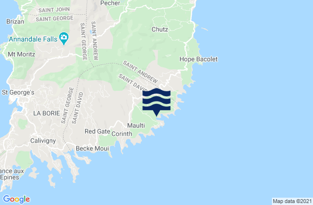 Saint David, Grenadaの潮見表地図