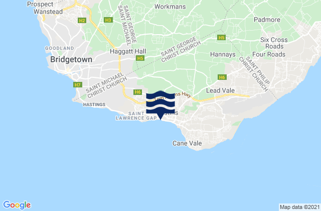 Saint George, Barbadosの潮見表地図
